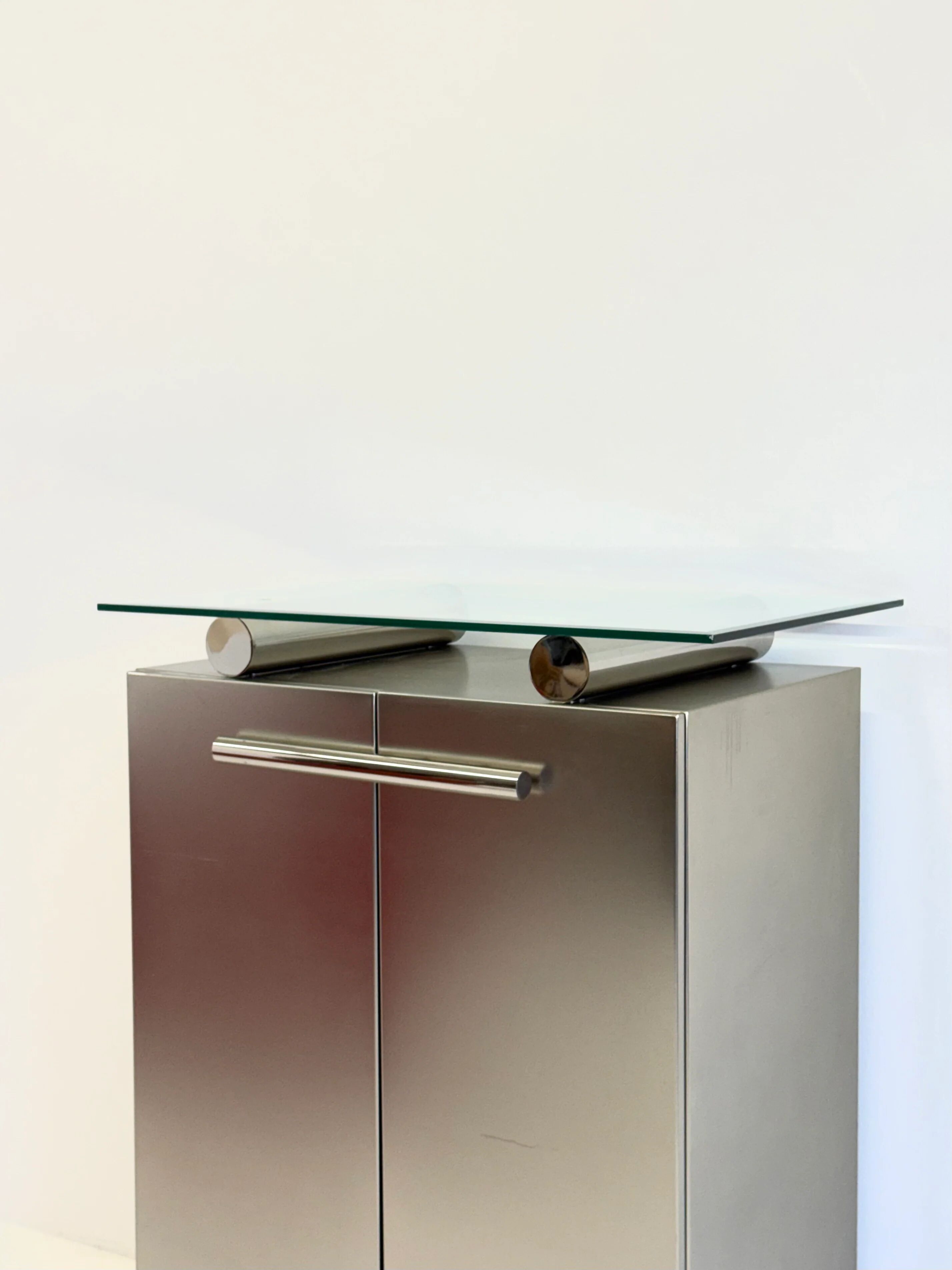 Postmodern aluminium bar cabinet by Belgochrom