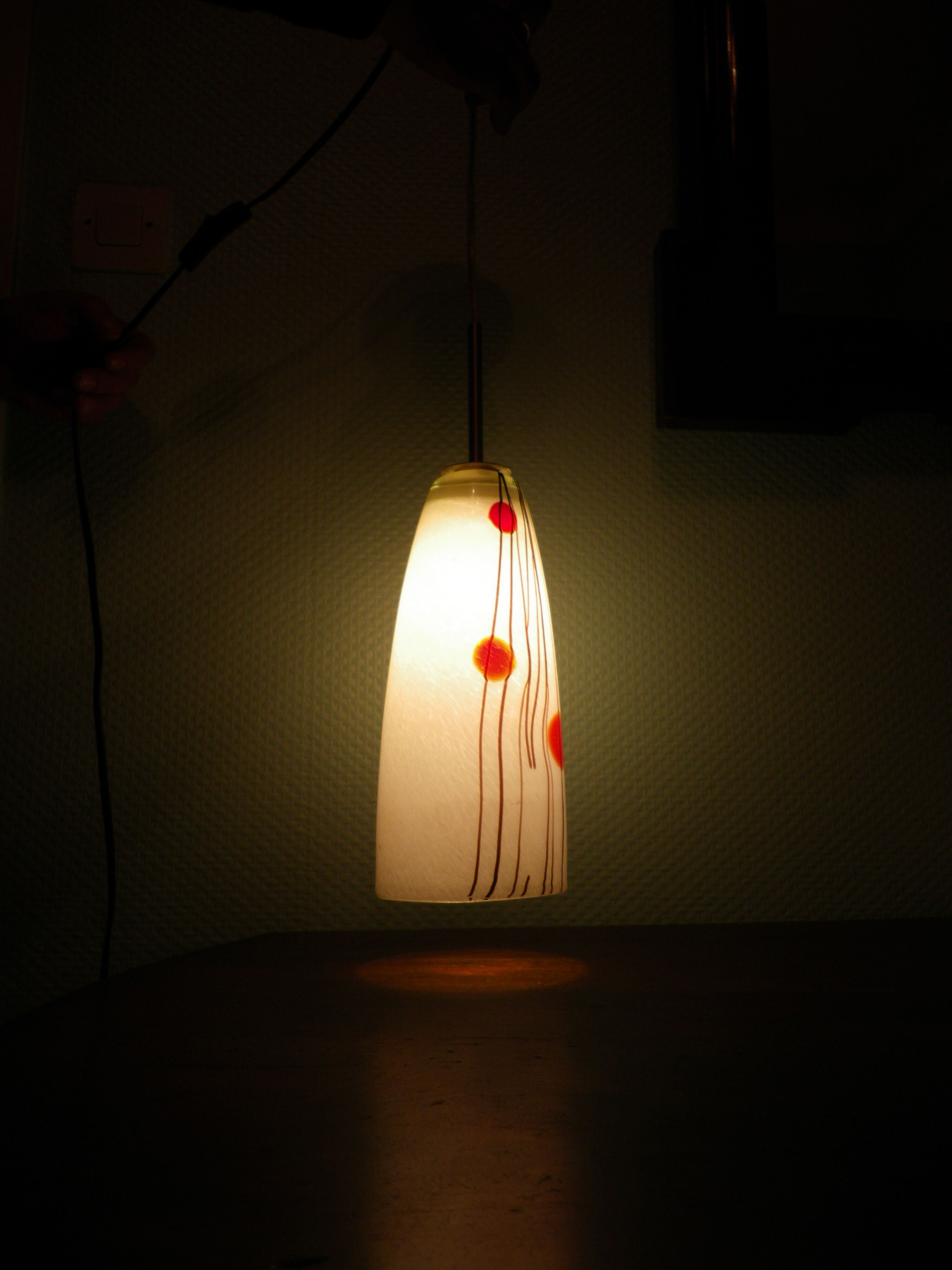 Art deco pendant lamp from the 70s, opaline, chrome metal