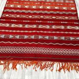 Antique Zemmouri rug, flat woven Berber rug, handmade Moroccan rug, home decor