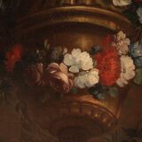 Peinture italienne antique nature morte aux fleurs du XVIIIe siècle