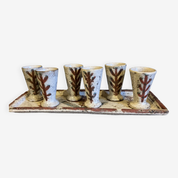 Ceramic shot cups and serving tray