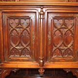 Credence in walnut 19th neo-gothic flamboyant