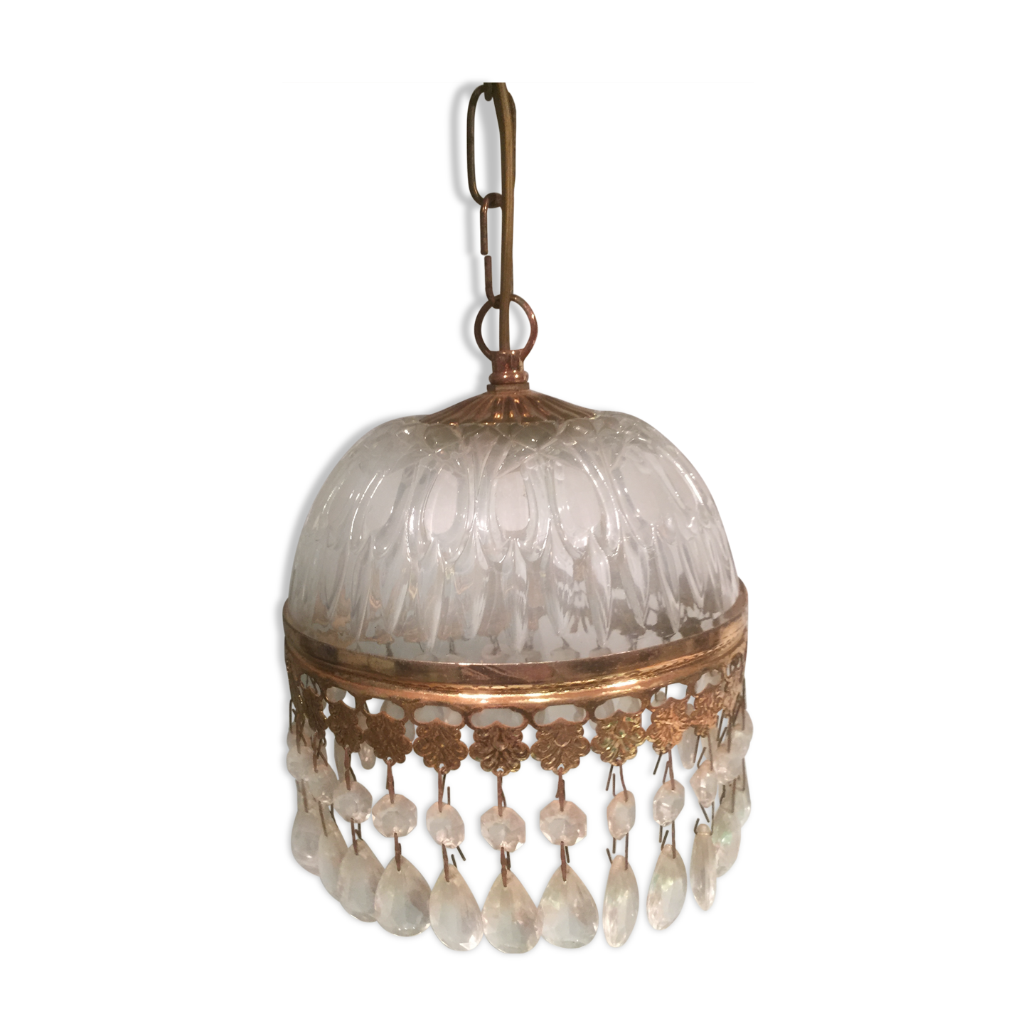 Hanging glass and stamps