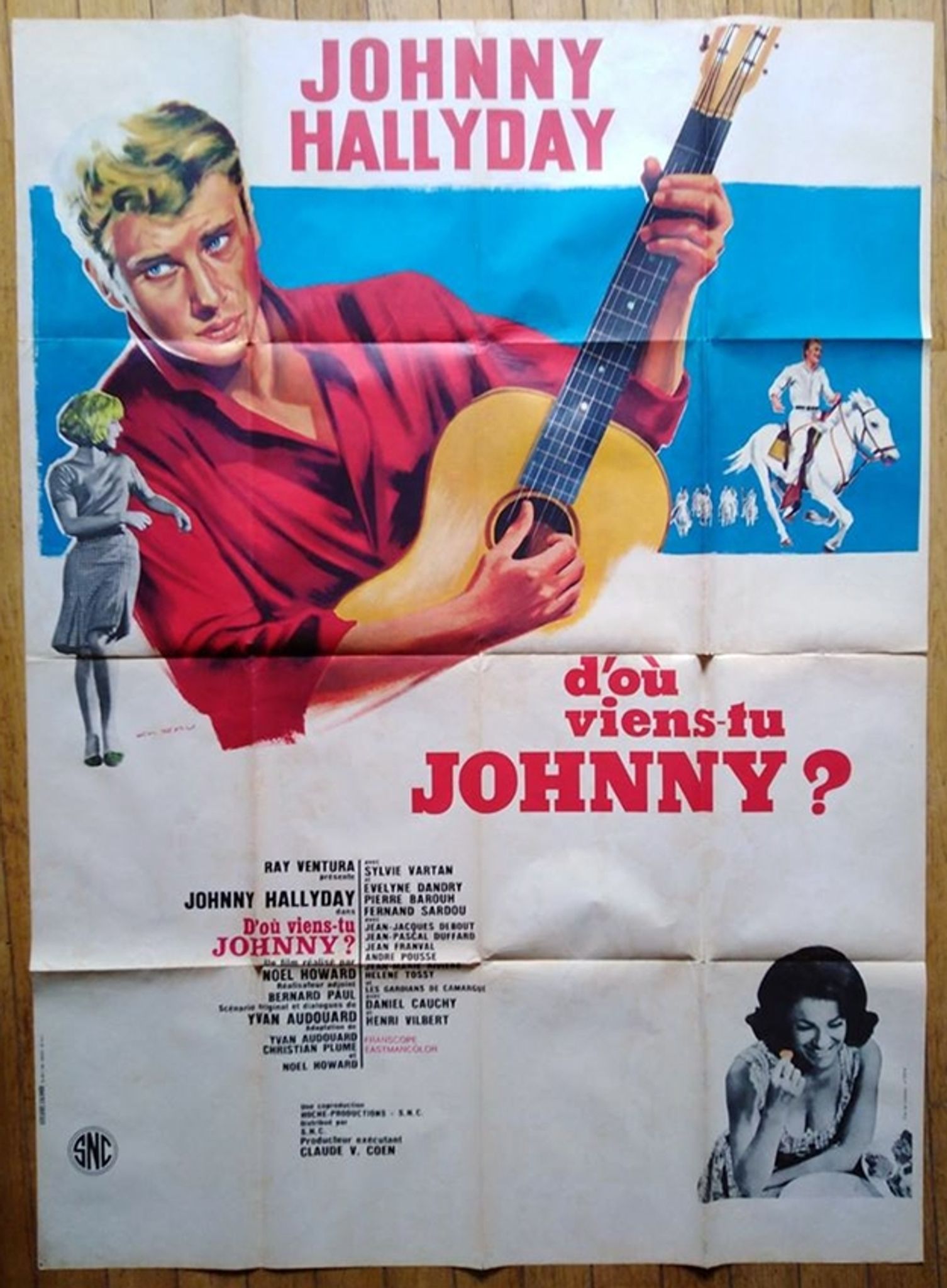 Original poster 1963 from where you come johnny model a 120x160 cm hallyday sylvie vartan