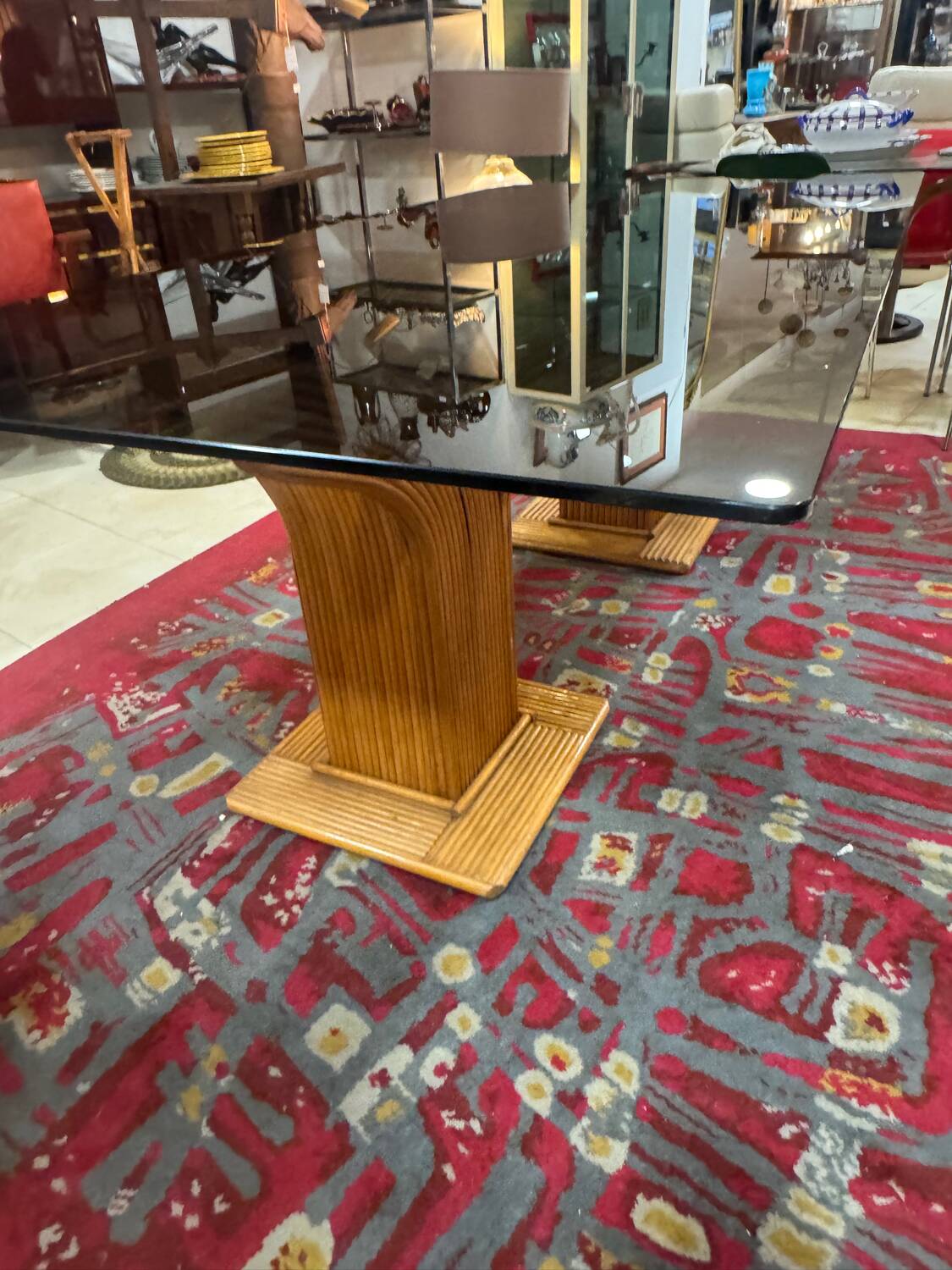 Large rattan table by Maurizio Mariani