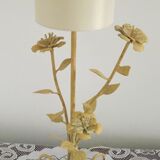 Lampe en métal peinte à la main, abat-jour en tissu beige et crème