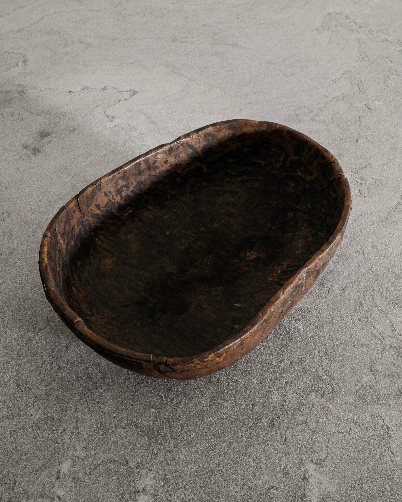 Vintage Antique Swedish Dark Brown Wooden Bowl, 1700s