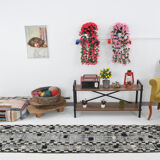 Black & beige turkish runner rug 72x284cm