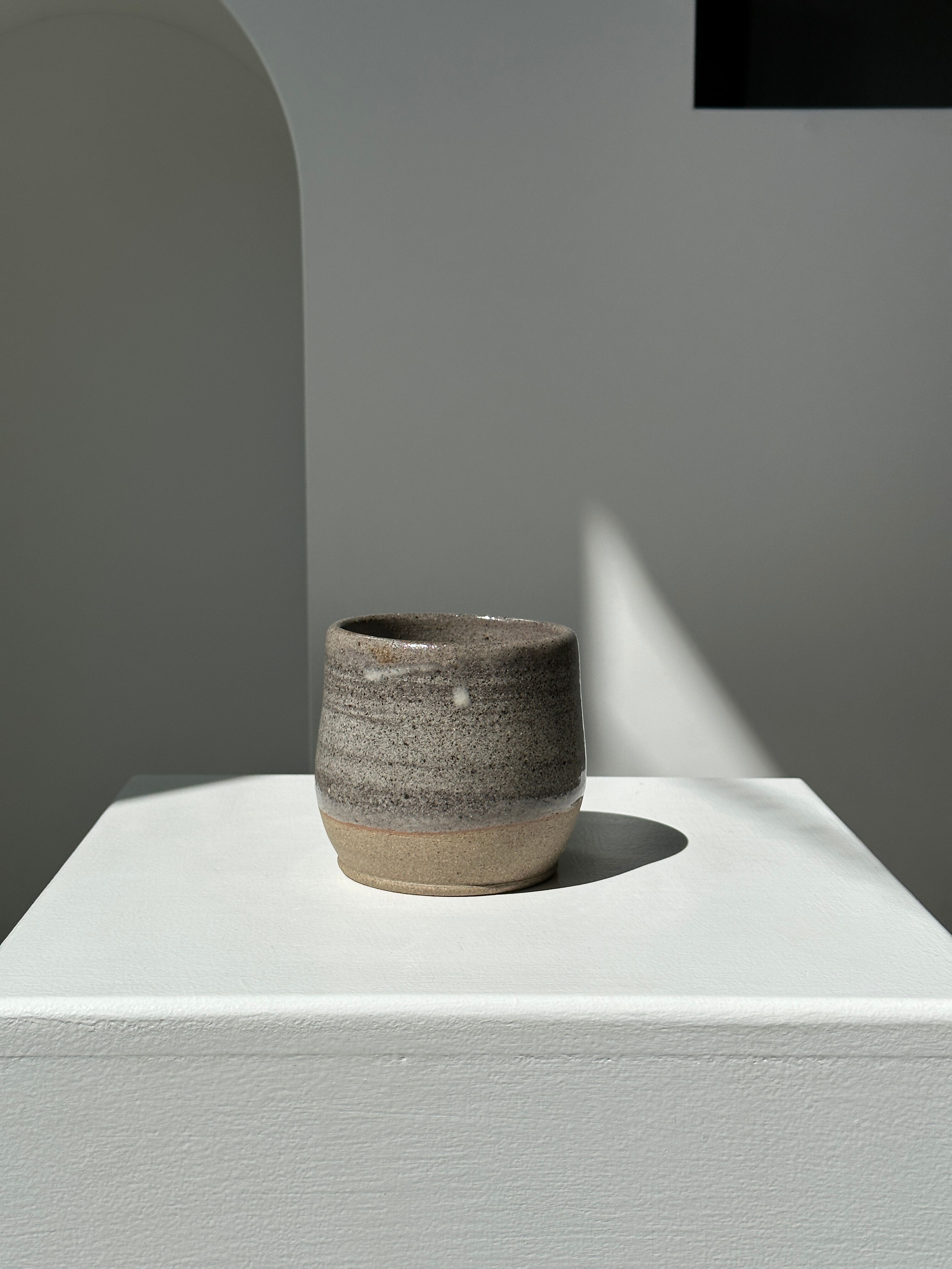 Large gray Indonesian ceramic mug