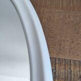 Old Oval Cast Iron Mirror - White - Vintage - 48 x 38.5 cm.