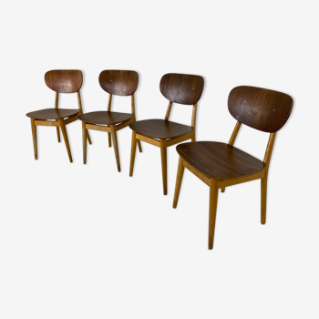 Set of 4 Scandinavian teak lounge chairs by Cees Braakman for Pastoe 1950s
