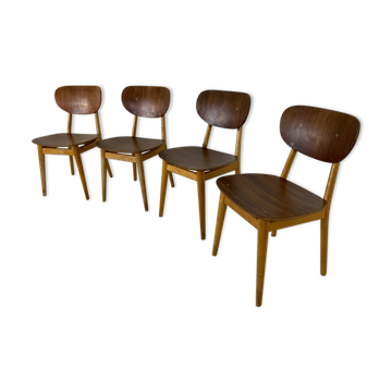 Set of 4 Scandinavian teak lounge chairs by Cees Braakman for Pastoe 1950s