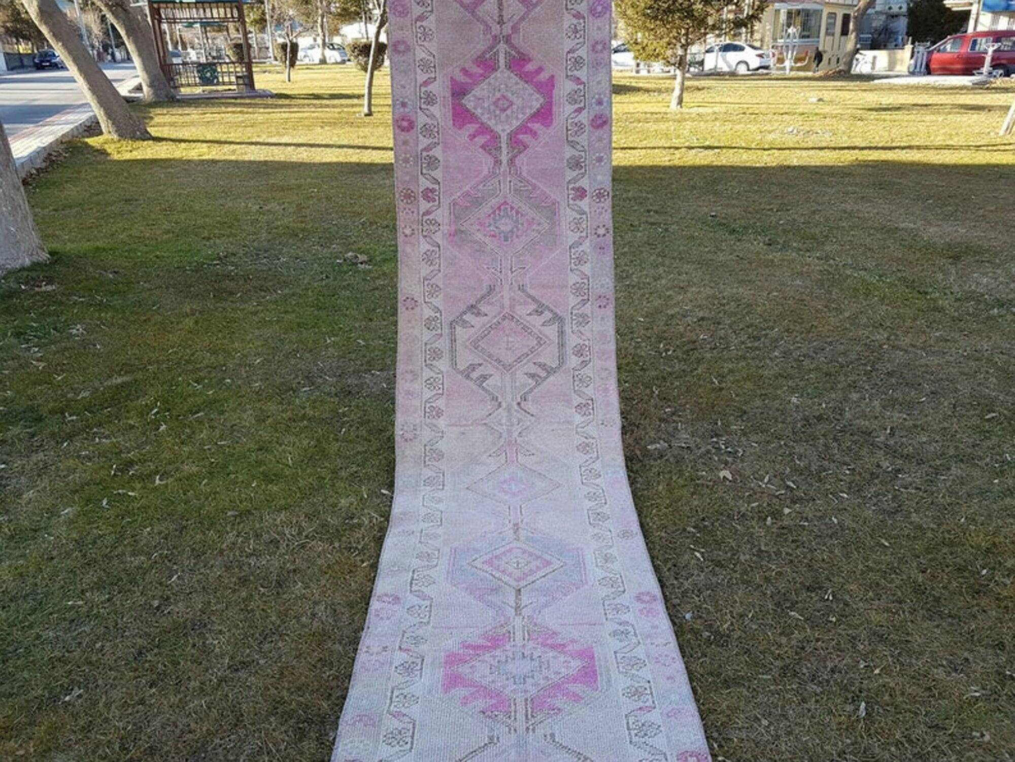 Vintage Turkish hallway rug 76x410 cm