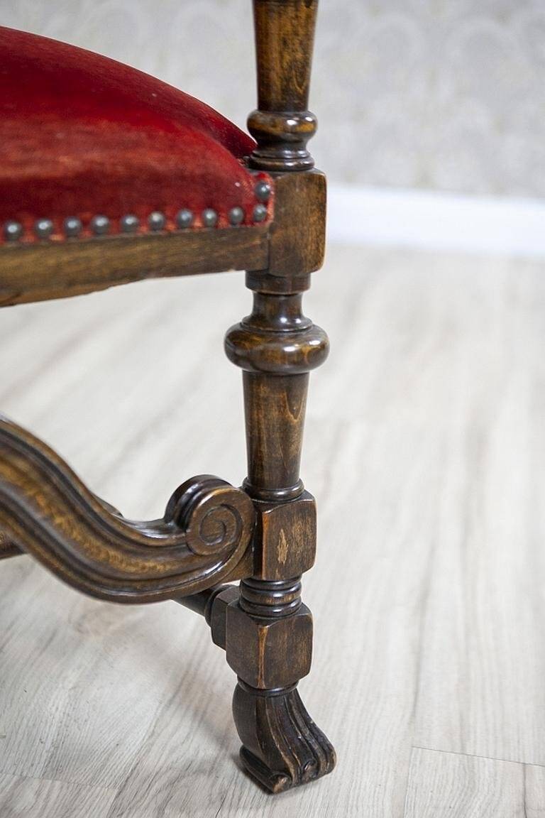 Armchair with Rattan Backrest, 1950s