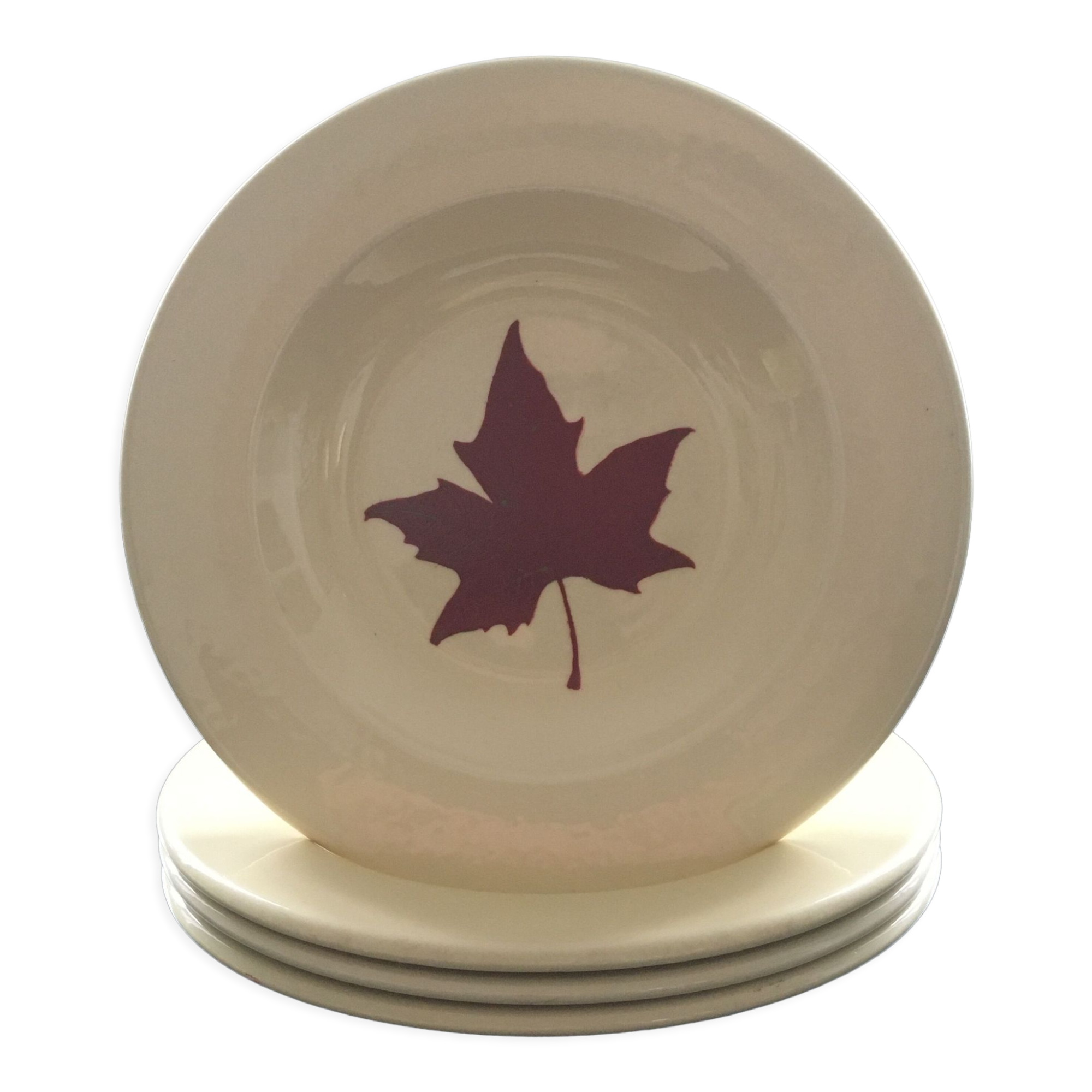 Set of 4 leaf-patterned plates