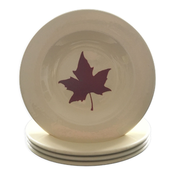 Set of 4 leaf-patterned plates
