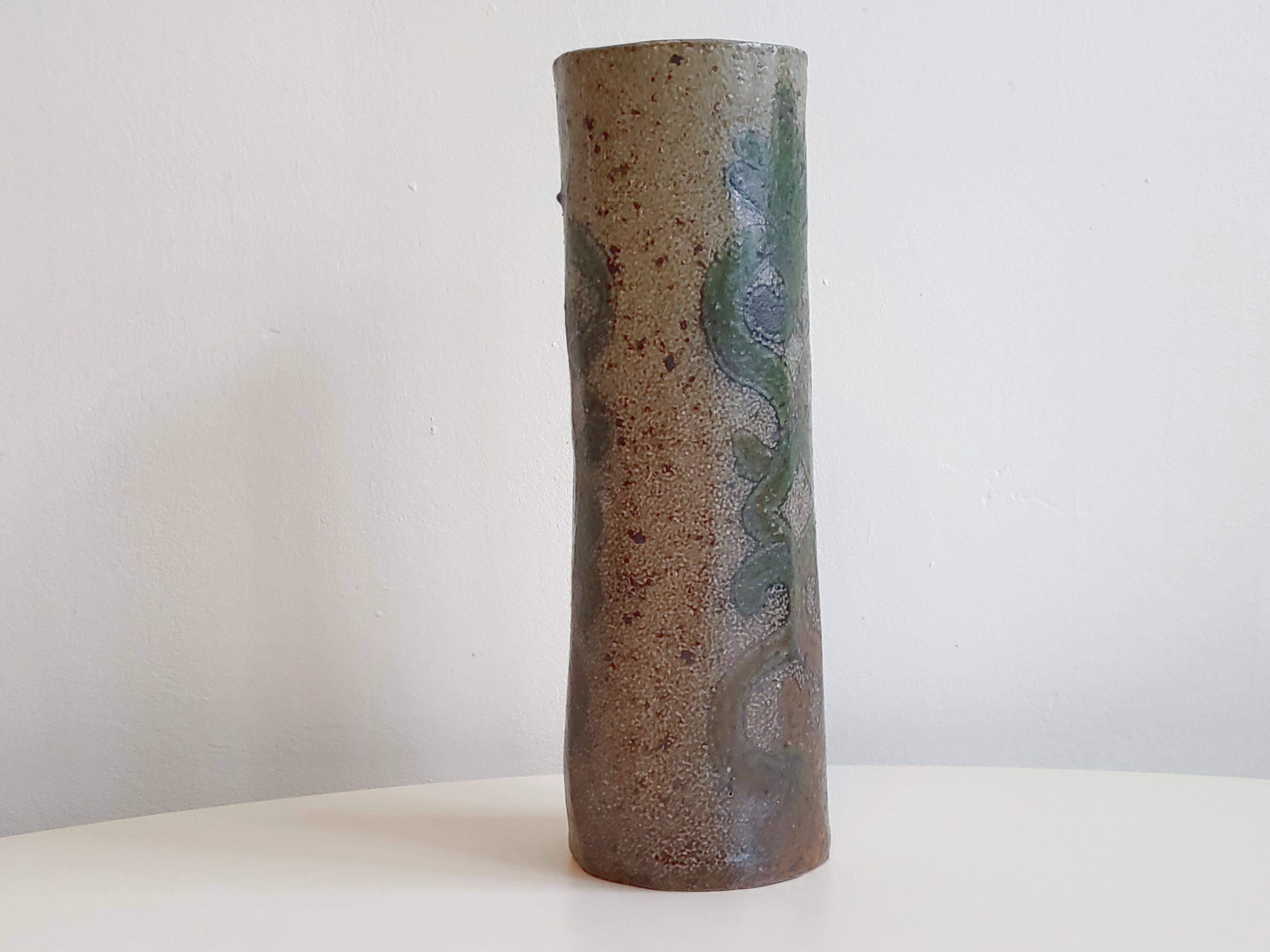 Vintage stoneware vase by Jean-Claude Monange