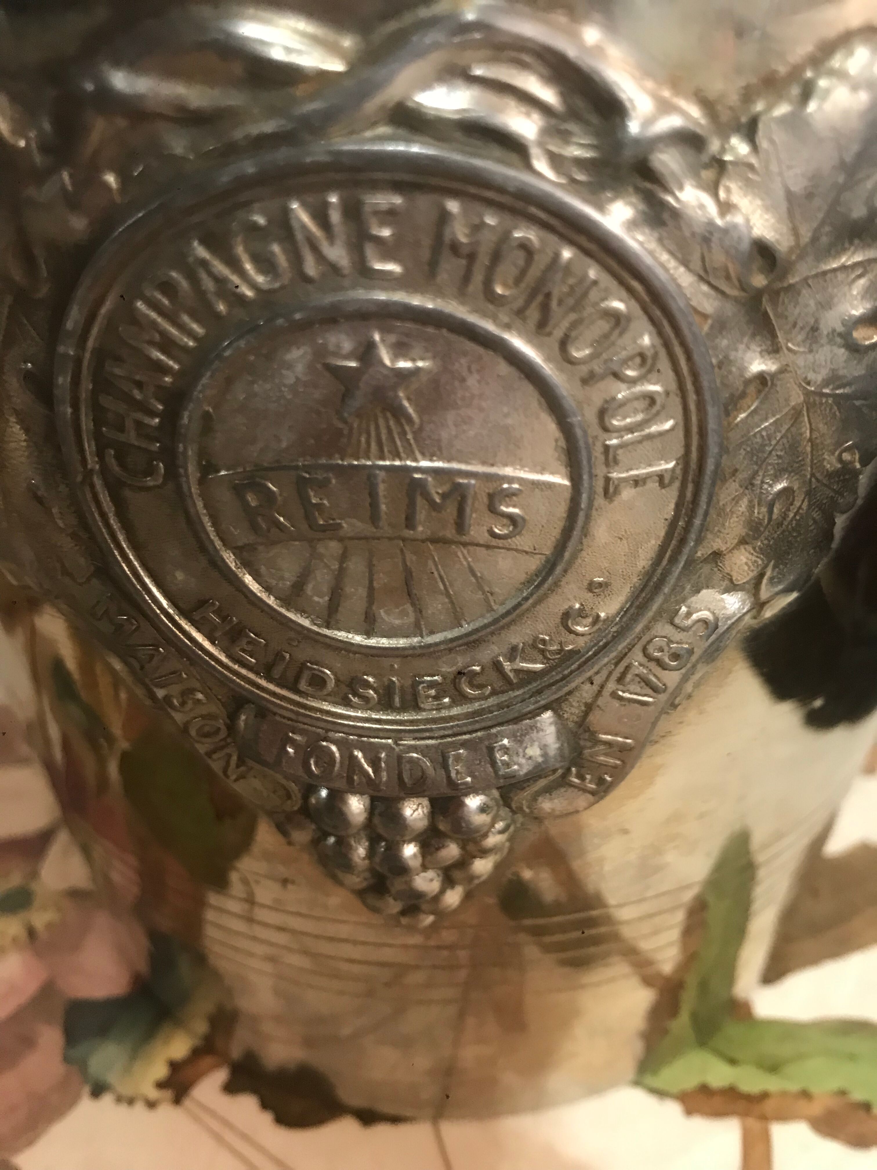 Silver metal champagne bucket