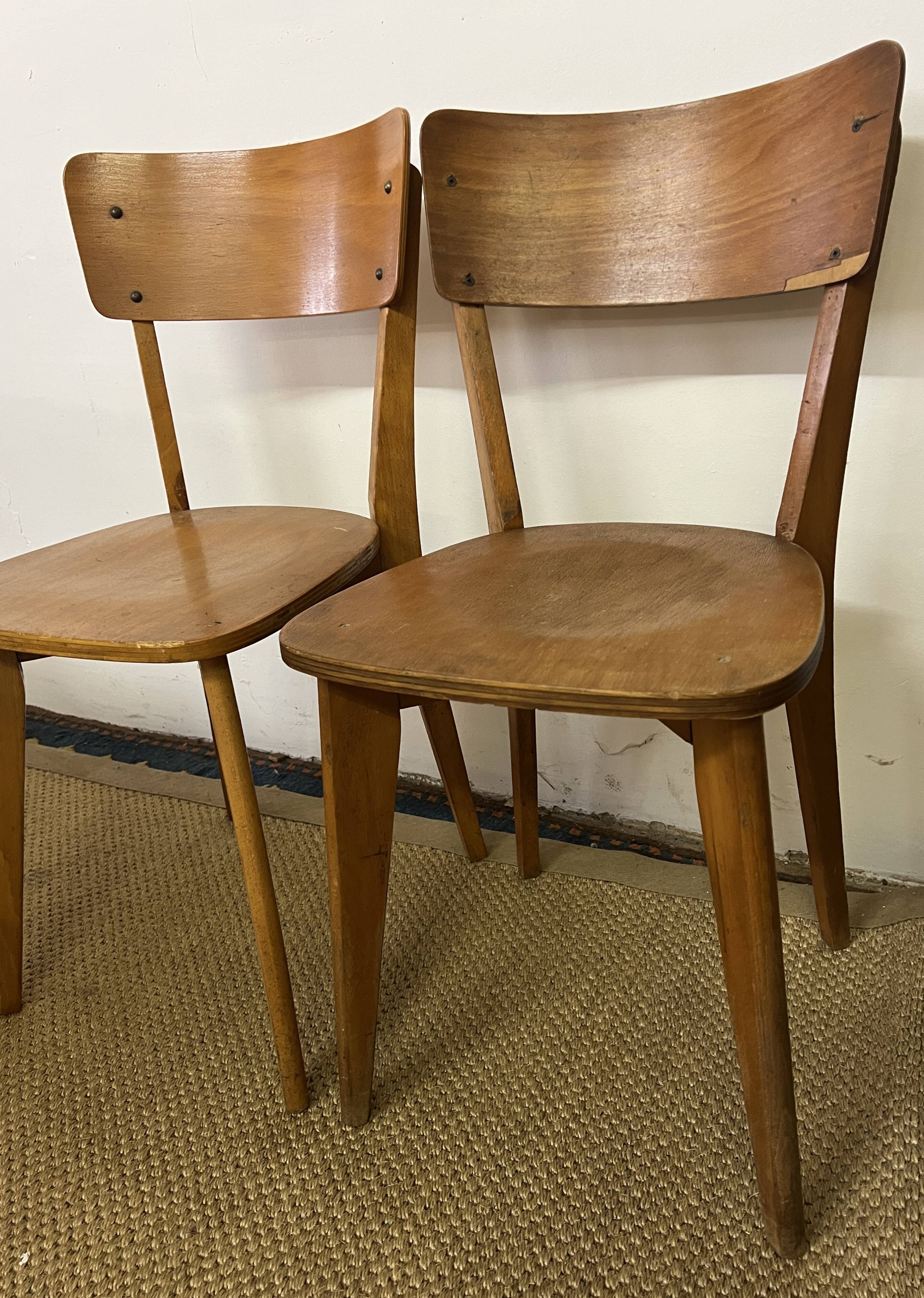 Vintage wooden table and 4 chairs set