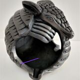 Zoomorphic ashtray armadillo black ceramic signed
