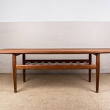Large Danish teak coffee table, two levels, by Grete Jalk for Glostrup Mobelfabrik.