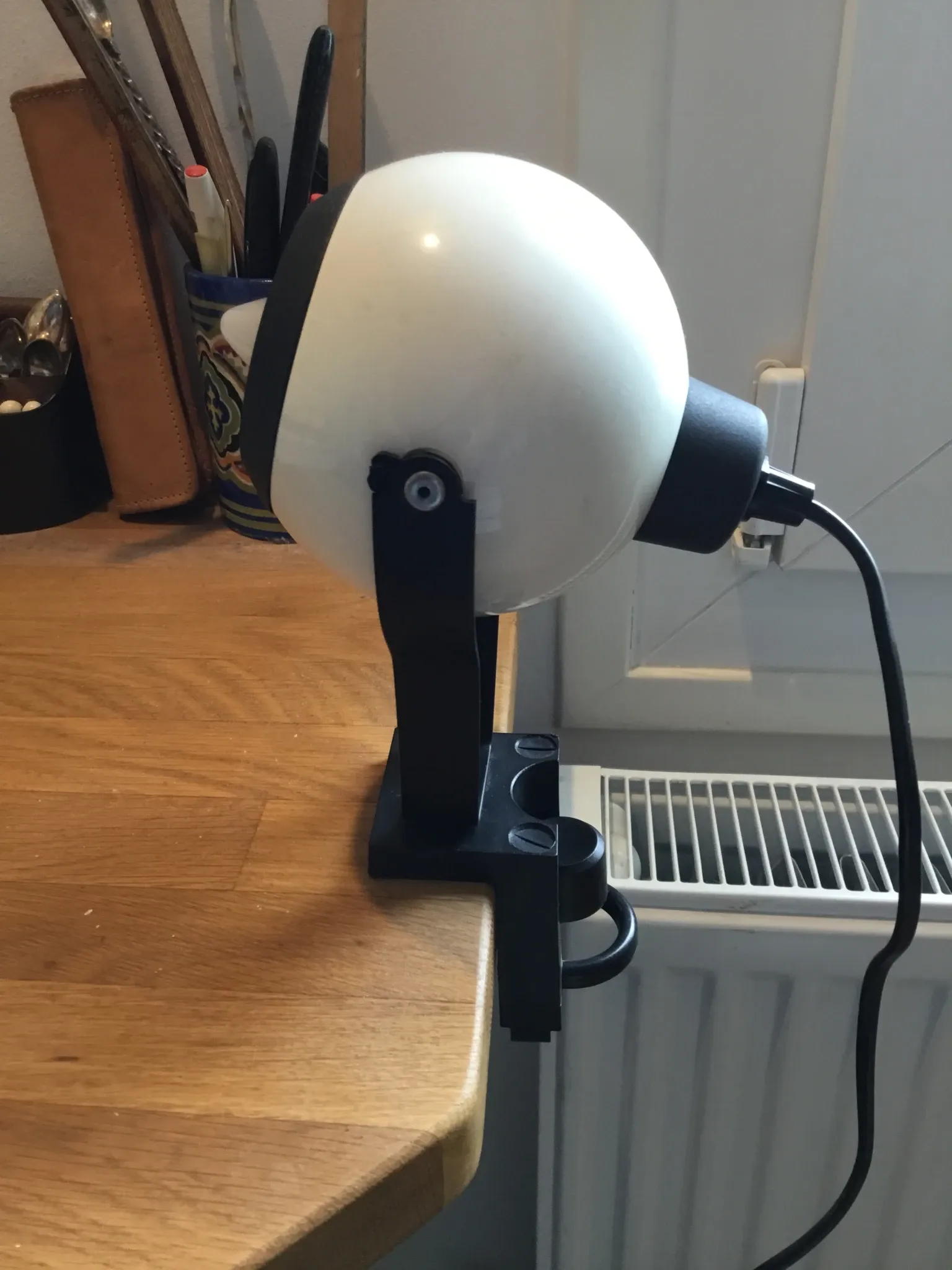 70s black and white eye ball globe lamp
