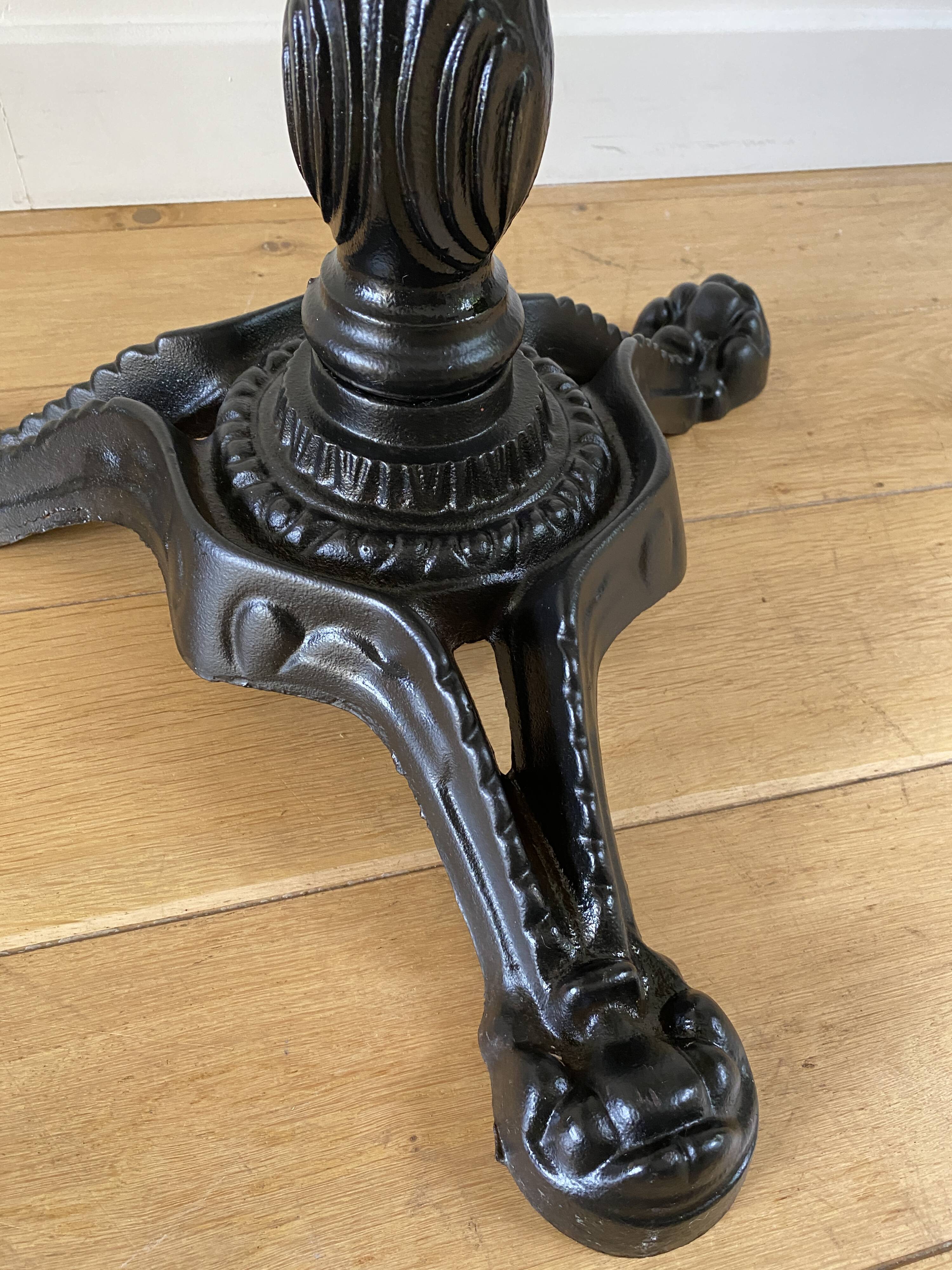 Bistro table, vintage side table, cast iron legs, imitation resin top