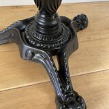 Bistro table, vintage side table, cast iron legs, imitation resin top