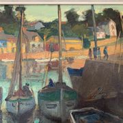Oil on canvas "one evening in pornic by gilbert hl sailly xx century
