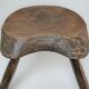 Tripod stool solid wood folk art 60s