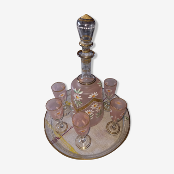 Enamelled glass liquor service