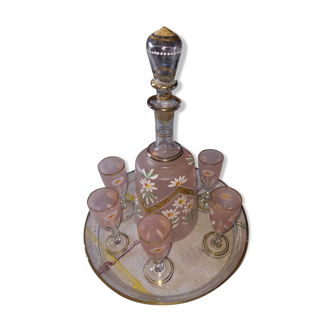 Enamelled glass liquor service