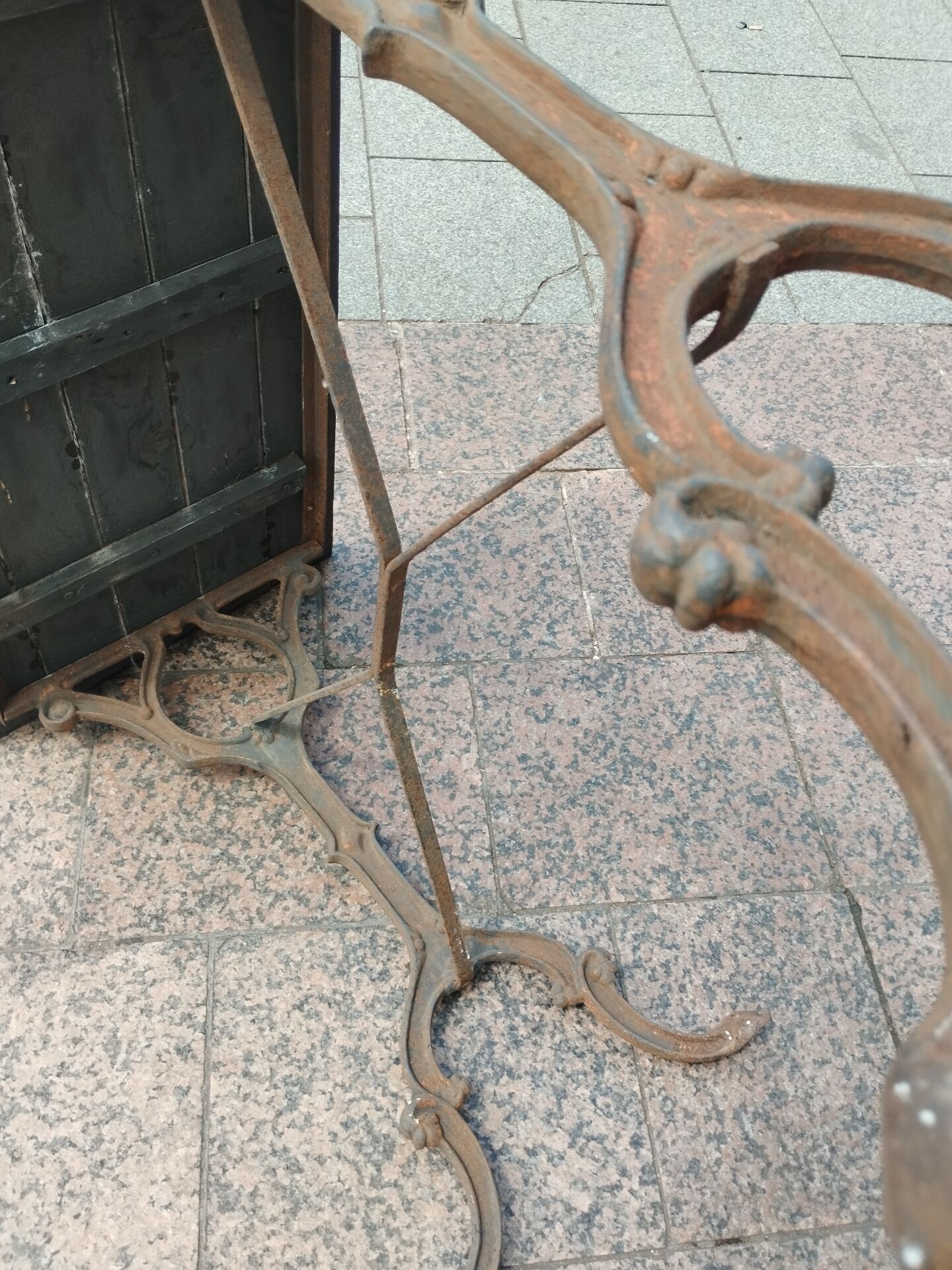 Old bistro table with a wooden top