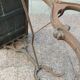 Old bistro table with a wooden top