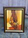 Tableau nature morte rustique monogrammé NL 37x45 cm Cadre bois & or 1970