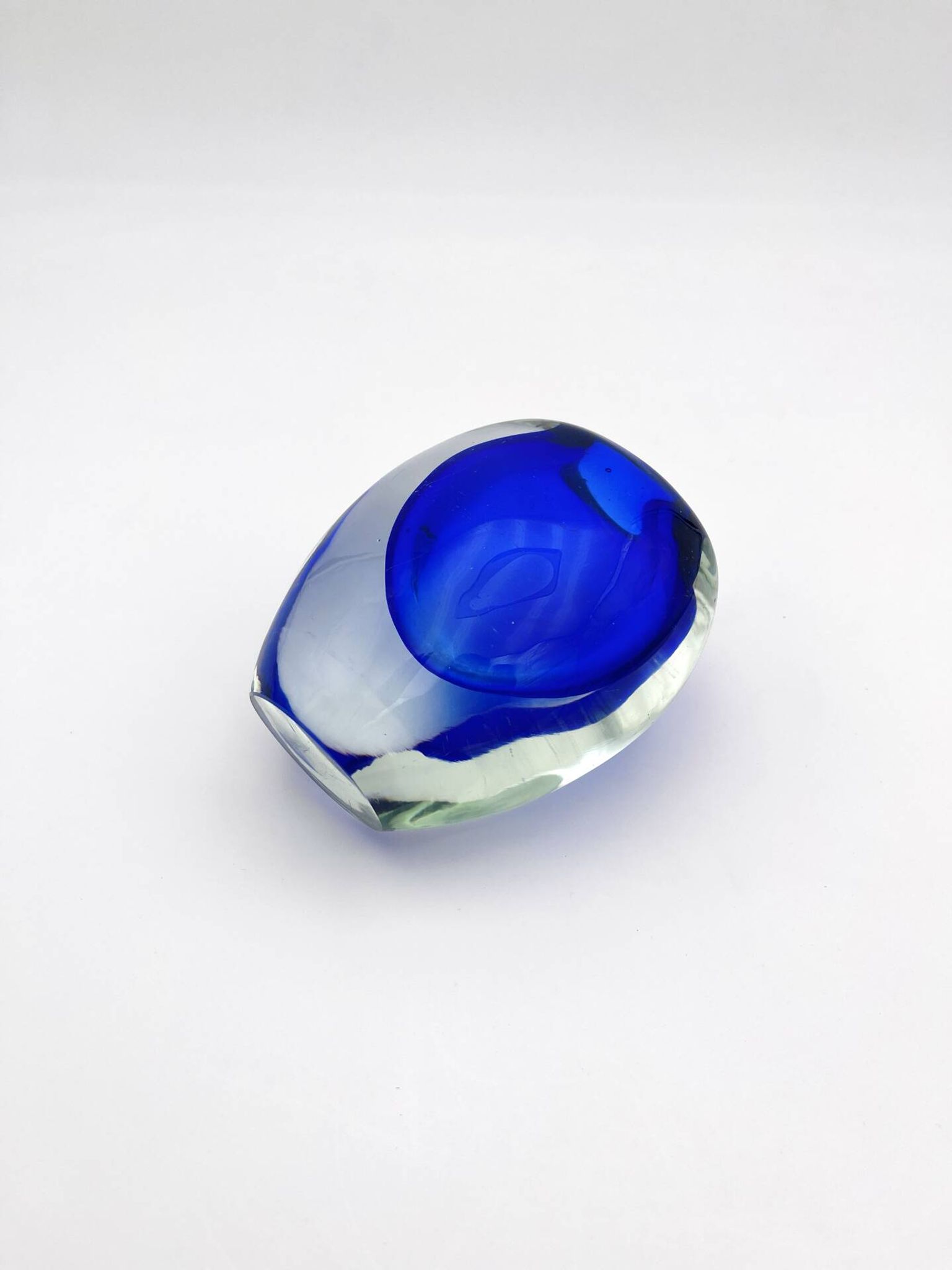 Murano Sommerso Cobalt Blue Vase 11cm 1kg Vintage Art Glass Design 60s