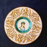 Italian faience plate with a female portrait decoration, Renaissance style.