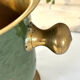 Vintage brass and green enamel cloisonné champagne cooler with sunflow