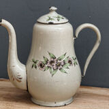 Cafetière fleurie, tôle émaillée