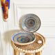 Pair of hand-painted hollow cup plates