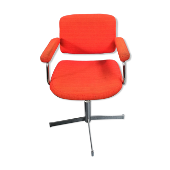 Vintage industrial armchair in orange wool