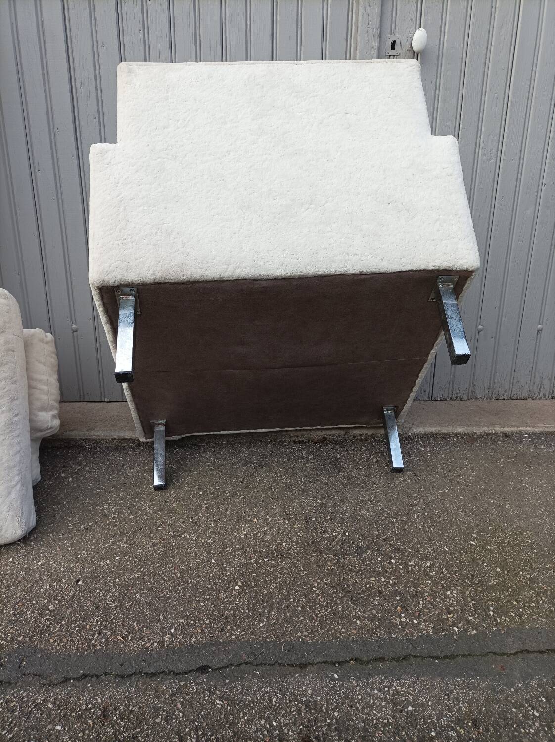 Vintage white fabric armchair