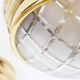 Pair of vintage brass ceiling lights with glass globe