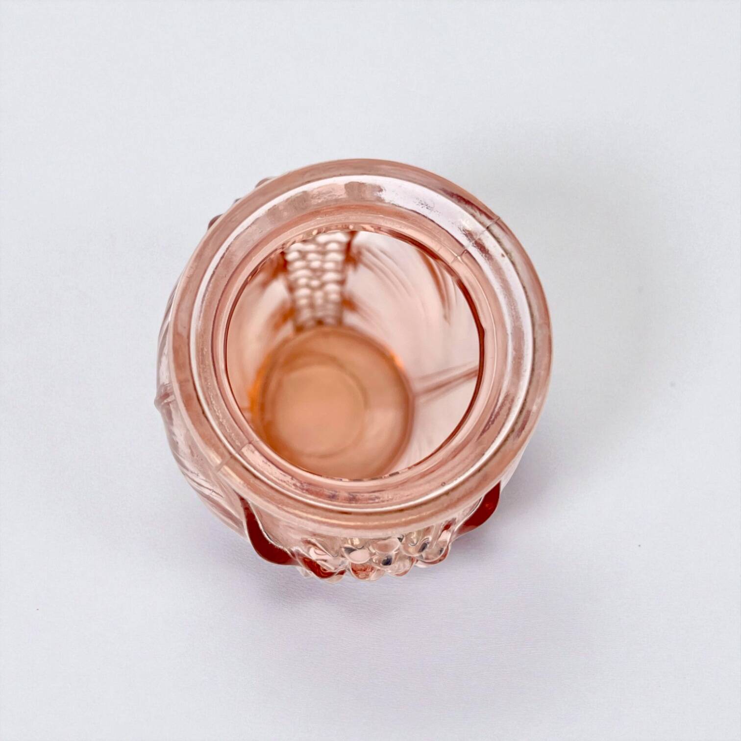 Vintage 1930s Art Deco Rosaline glass vase with hyacinth