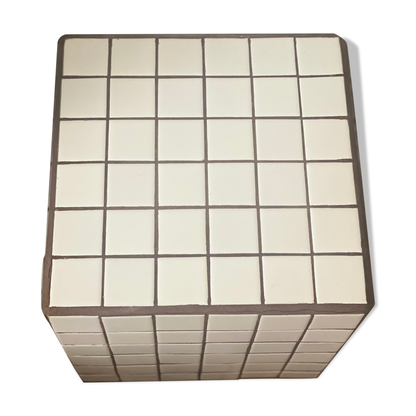 Retro brown white tiled tiled side table