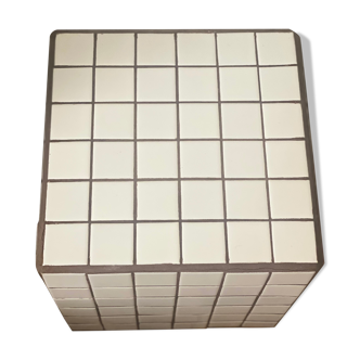 Retro brown white tiled tiled side table