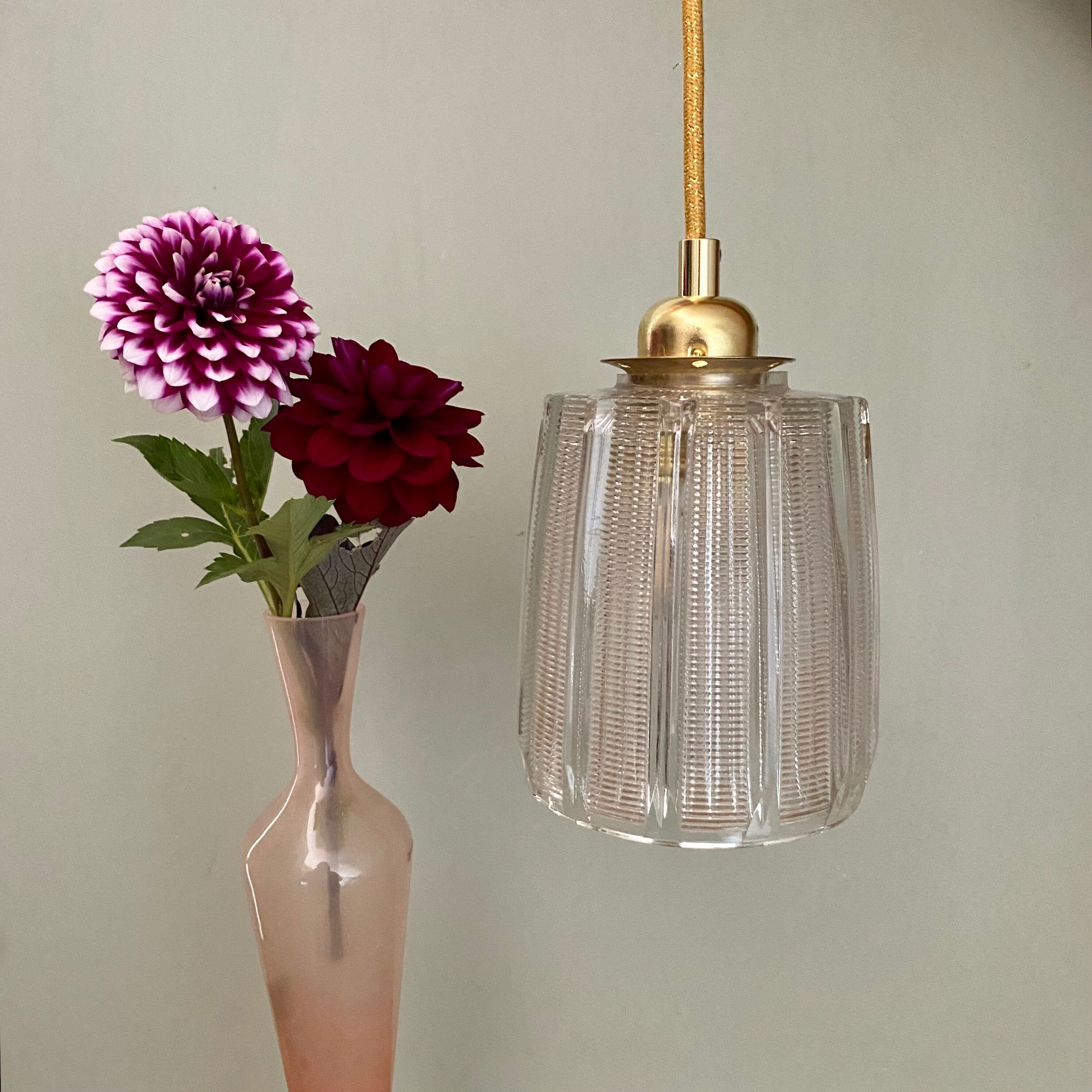 Vintage holophane glass globe lamp
