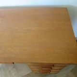 Vintage modernist desk - 5 drawers - shelf - 1950s - closure mechanism