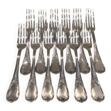 12 silver-plated metal table forks Ercuis Dubarry model