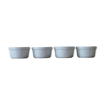 4 vintage ramekins in white ceramic
